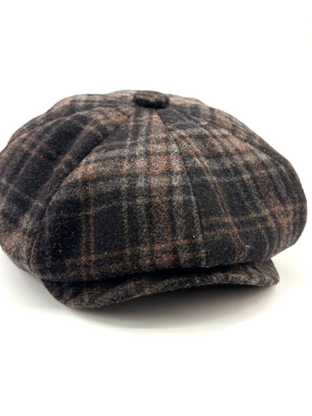 Country Gentleman Multicolor Plaid Newsboy Button Cap Wool Blend Adjustable